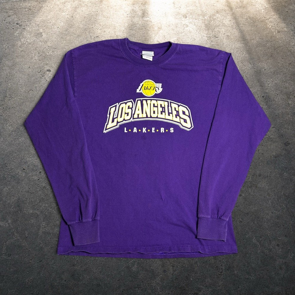Vintage Los Angeles Lakers Long Sleeve Shirt Purple Y2K Skater Size Large